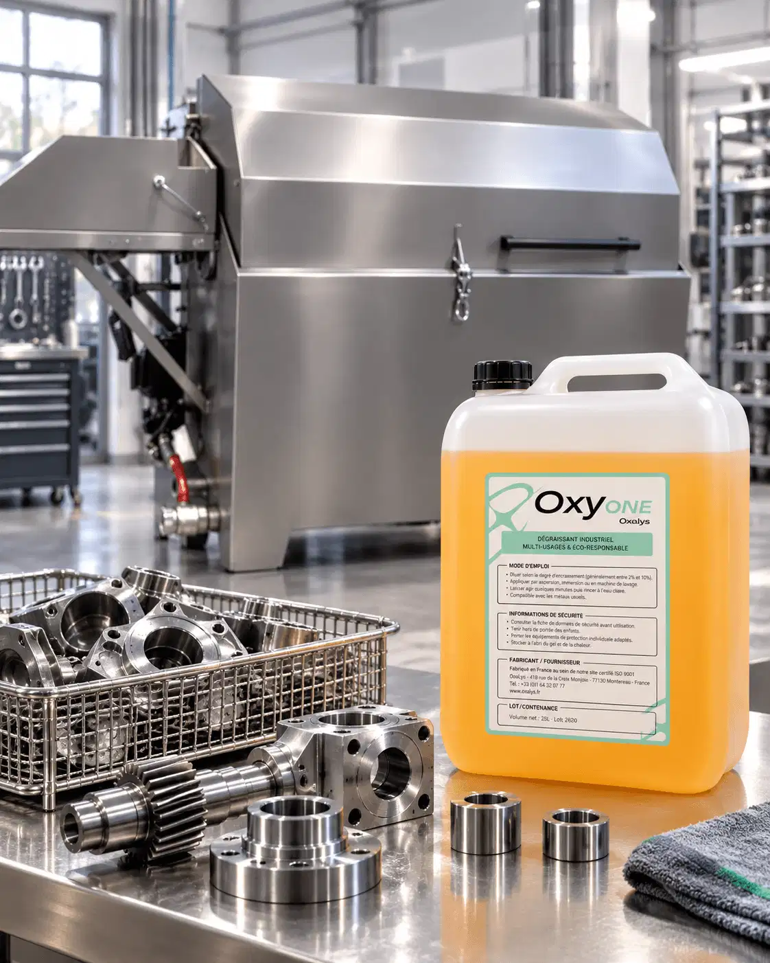 Dégraissant industriel pour le nettoyage de pièces métalliques en machine de lavage